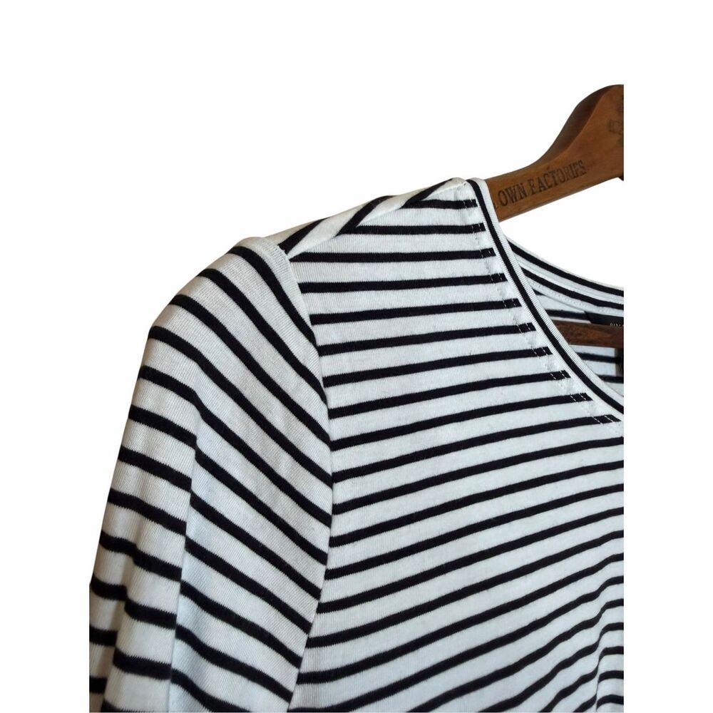 Banana Republic NWOT Stripe Crew Neck Long Sleeve T-Shirt Black White Medium - Picture 4 of 7